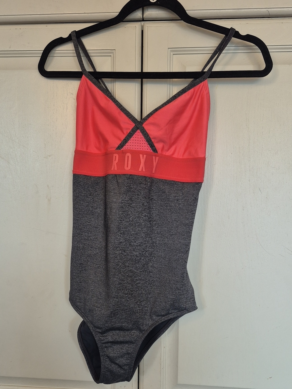 Roxy Coral Pink and Heather Gray One-Piece Swimsuit